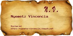Nyemetz Vincencia névjegykártya